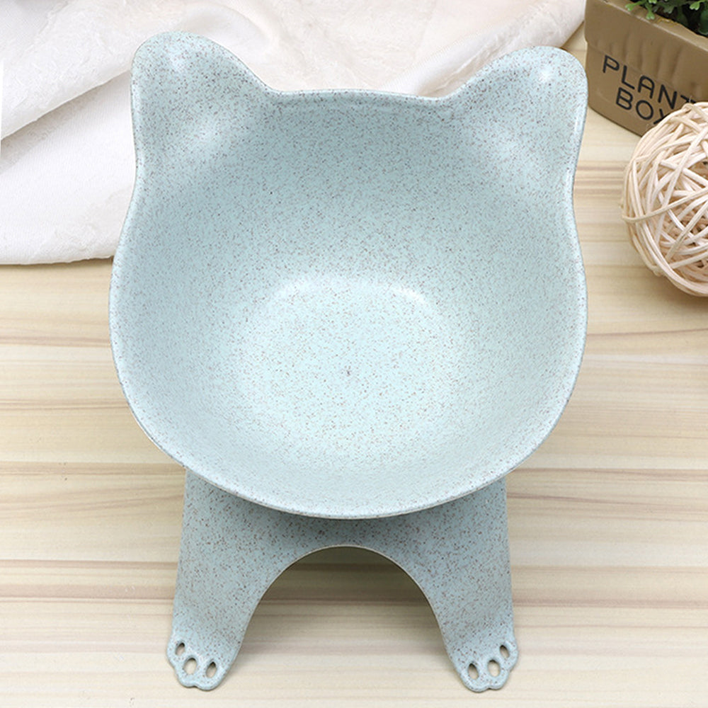 HKM-6635837 Cartoon Cat Ears Cat Paw Design Single Pet Food Bowl - Easy to Clean, Comfortable Eating Angle