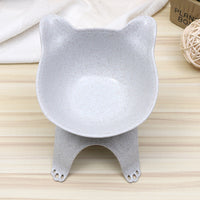 HKM-6635837 Cartoon Cat Ears Cat Paw Design Single Pet Food Bowl - Easy to Clean, Comfortable Eating Angle
