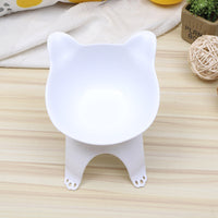 HKM-6635837 Cartoon Cat Ears Cat Paw Design Single Pet Food Bowl - Easy to Clean, Comfortable Eating Angle
