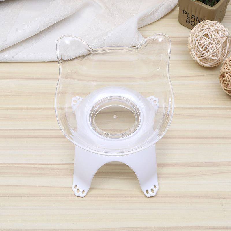 HKM-6635837 Cartoon Cat Ears Cat Paw Design Single Pet Food Bowl - Easy to Clean, Comfortable Eating Angle