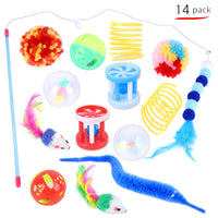 HKM-6636477 Cat Toy Set with 21 Plush Bite Toys and Funny Cat Stick