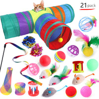 HKM-6636477 Cat Toy Set with 21 Plush Bite Toys and Funny Cat Stick