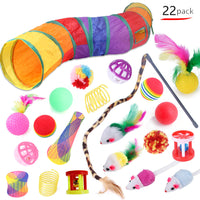 HKM-6636477 Cat Toy Set with 21 Plush Bite Toys and Funny Cat Stick