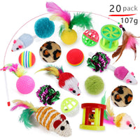 HKM-6636477 Cat Toy Set with 21 Plush Bite Toys and Funny Cat Stick