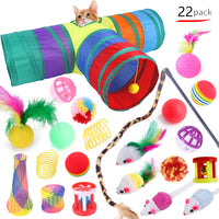 HKM-6636477 Cat Toy Set with 21 Plush Bite Toys and Funny Cat Stick