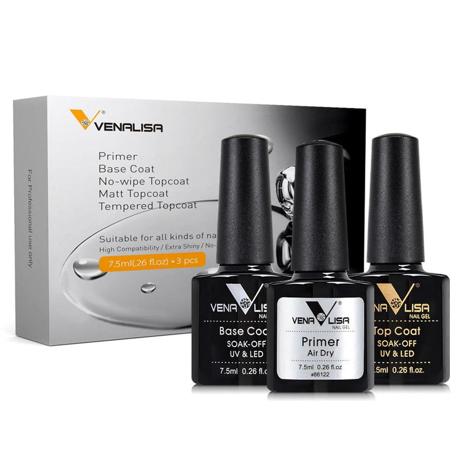 HKM-663699 Rubber Base Nail Polish Set with Matte, Frosted, and Sealing Layers - 7.5ml