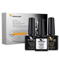 HKM-663699 Rubber Base Nail Polish Set with Matte, Frosted, and Sealing Layers - 7.5ml