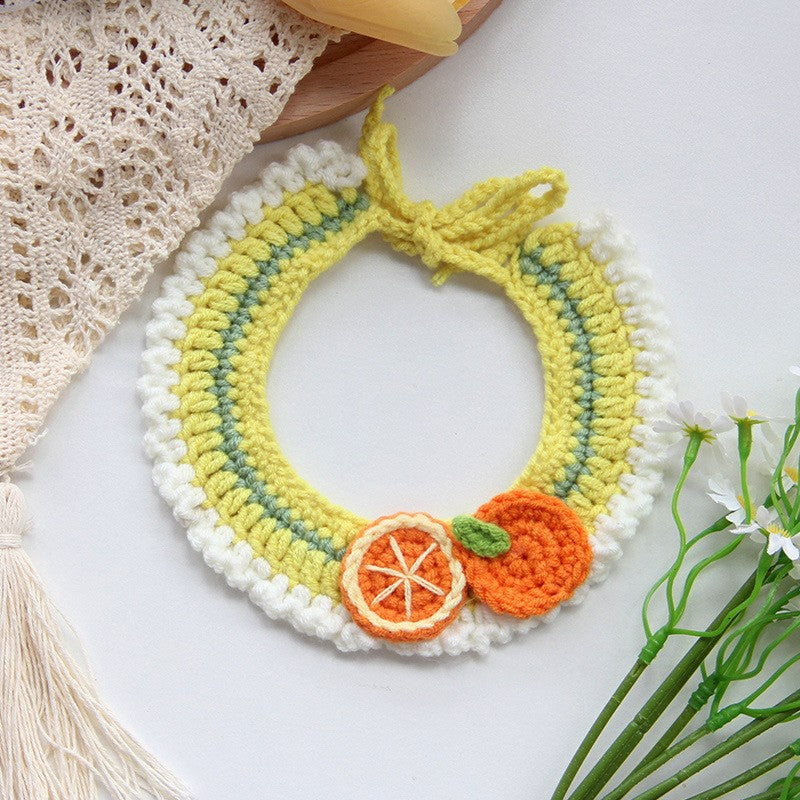 HKM-6637117 Handmade Small Dog Scarf with Embroidery - Colorful Cotton Accessories