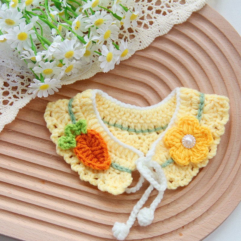 HKM-6637117 Handmade Small Dog Scarf with Embroidery - Colorful Cotton Accessories