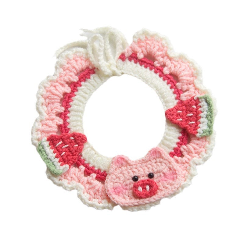 HKM-6637117 Handmade Small Dog Scarf with Embroidery - Colorful Cotton Accessories