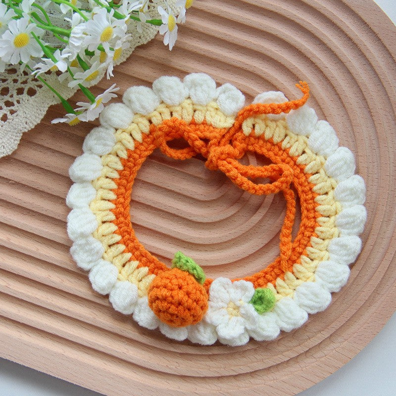 HKM-6637117 Handmade Small Dog Scarf with Embroidery - Colorful Cotton Accessories