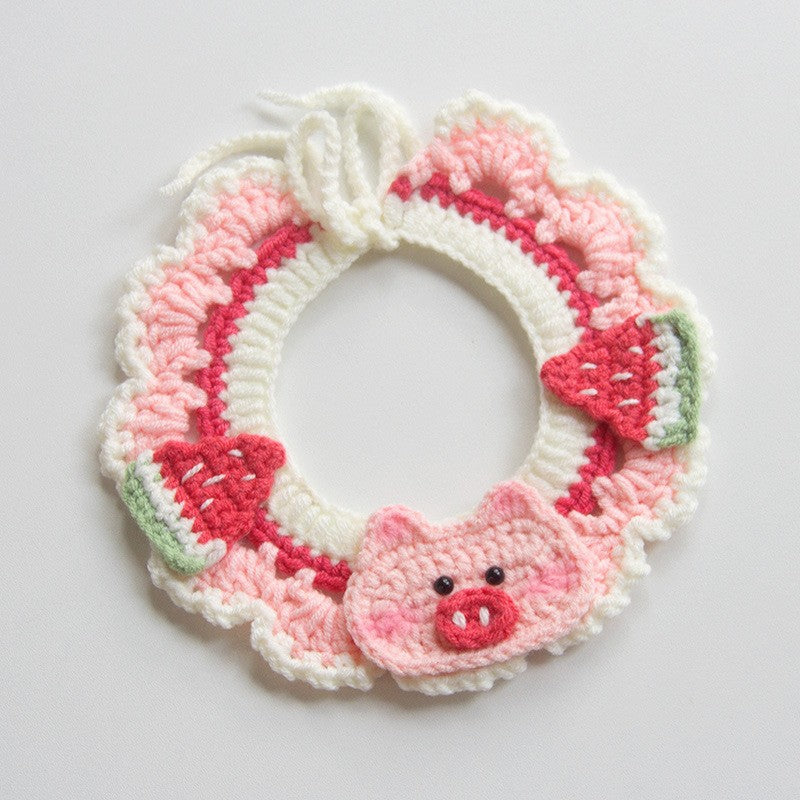 HKM-6637117 Handmade Small Dog Scarf with Embroidery - Colorful Cotton Accessories
