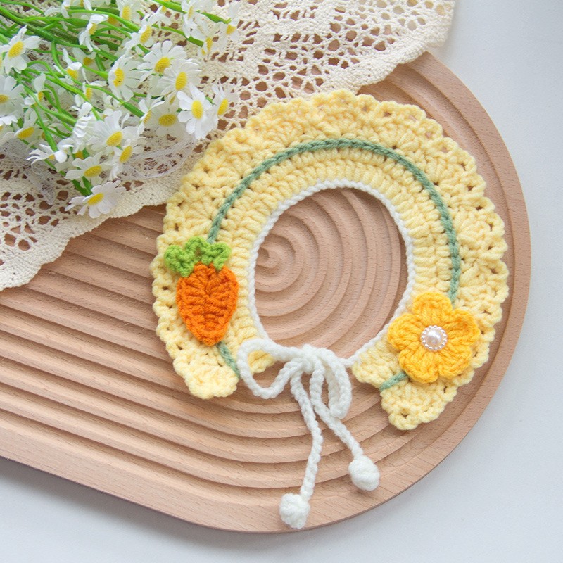 HKM-6637117 Handmade Small Dog Scarf with Embroidery - Colorful Cotton Accessories