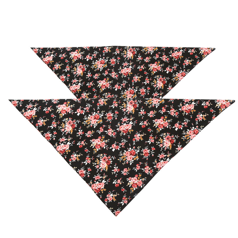 HKM-6638013 Flower Pattern Cotton Triangle Scarf for Dogs – Stylish Saliva Towel Bib