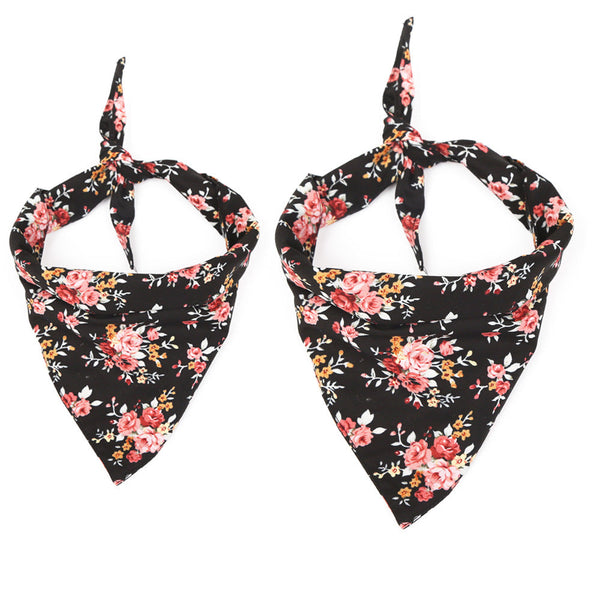 HKM-6638013 Flower Pattern Cotton Triangle Scarf for Dogs – Stylish Saliva Towel Bib