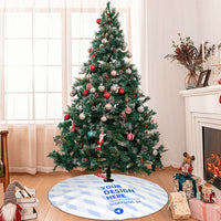 HKM-663827 Glossy Textured Christmas Tree Skirt with Ties - 100% Polyester Fabric in Black