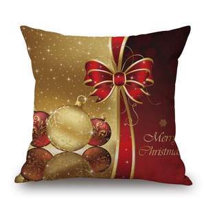 HKM-663891 Red Double-Sided Elk Cotton and Linen Pillowcase - 45x45cm