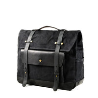 HKM-664083 Classic Canvas Leather Saddle Bag for Motorcycle Travel with Waterproof Waxed Twill and Versatile Messenger Design