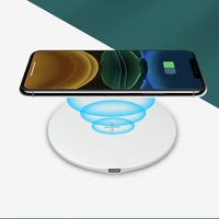 HKM-664083 Desktop Round Wireless Charger for Mobile Phones - Simple, Stylish Design in White or Black