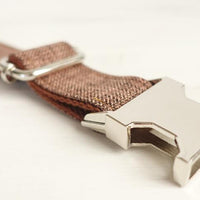 HKM-6643389 Brown Plaid Adjustable Dog Ring - Durable Polyester Material