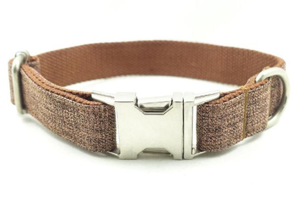HKM-6643389 Brown Plaid Adjustable Dog Ring - Durable Polyester Material