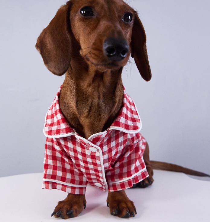 HKM-6645949 Casual British-Style Plaid Pajamas for Pets - Comfortable Everyday Wear for Dogs and Cats