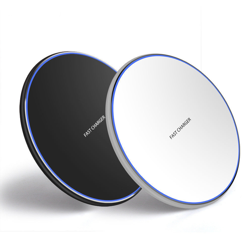 HKM-664595 Ultra-thin 10W Qi Wireless Charger with ABS and Aluminum Alloy Design, Micro USB Input, 100cm Cable, Black