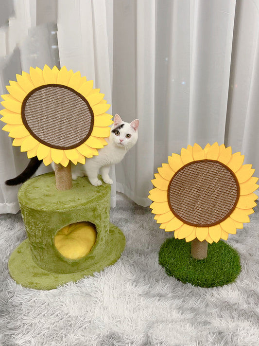 HKM-6647357 Large Cat Scratching Board and Nest - Natural Sisal with Plush, Felt, and Composite Materials