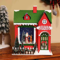 HKM-664787 Christmas Lighting Music Simulation House Model Decoration with Santa Doll
