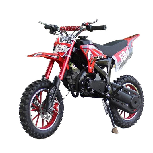 HKM-664787 Kids 49cc 2-Stroke Dirt Bike for Off-Road Adventures with Manual Ignition and Disc Brakes