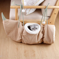 HKM-6648765 Folding Semi-Enclosed Cat Litter Hammock - Durable Cloth Pet Nest with Two Color Options