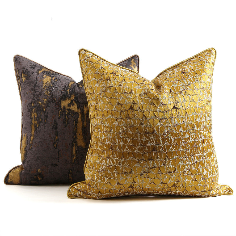 HKM-665043 Geometric Pattern Yellow Cushion Cover - 45x45cm Square Pillowcase for Living Room
