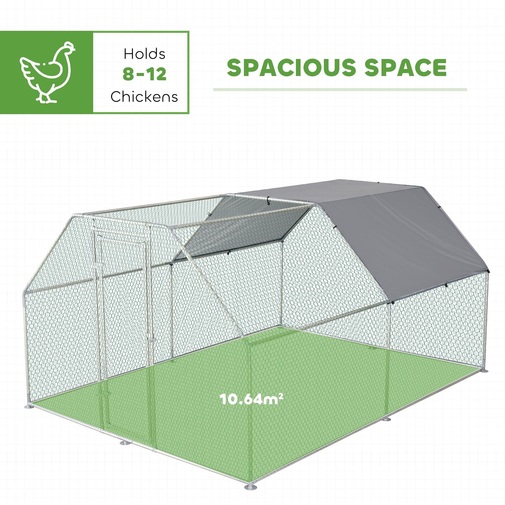 HKM-6650813 Large Chicken Coop Run with Waterproof Roof and UV Protection for Poultry