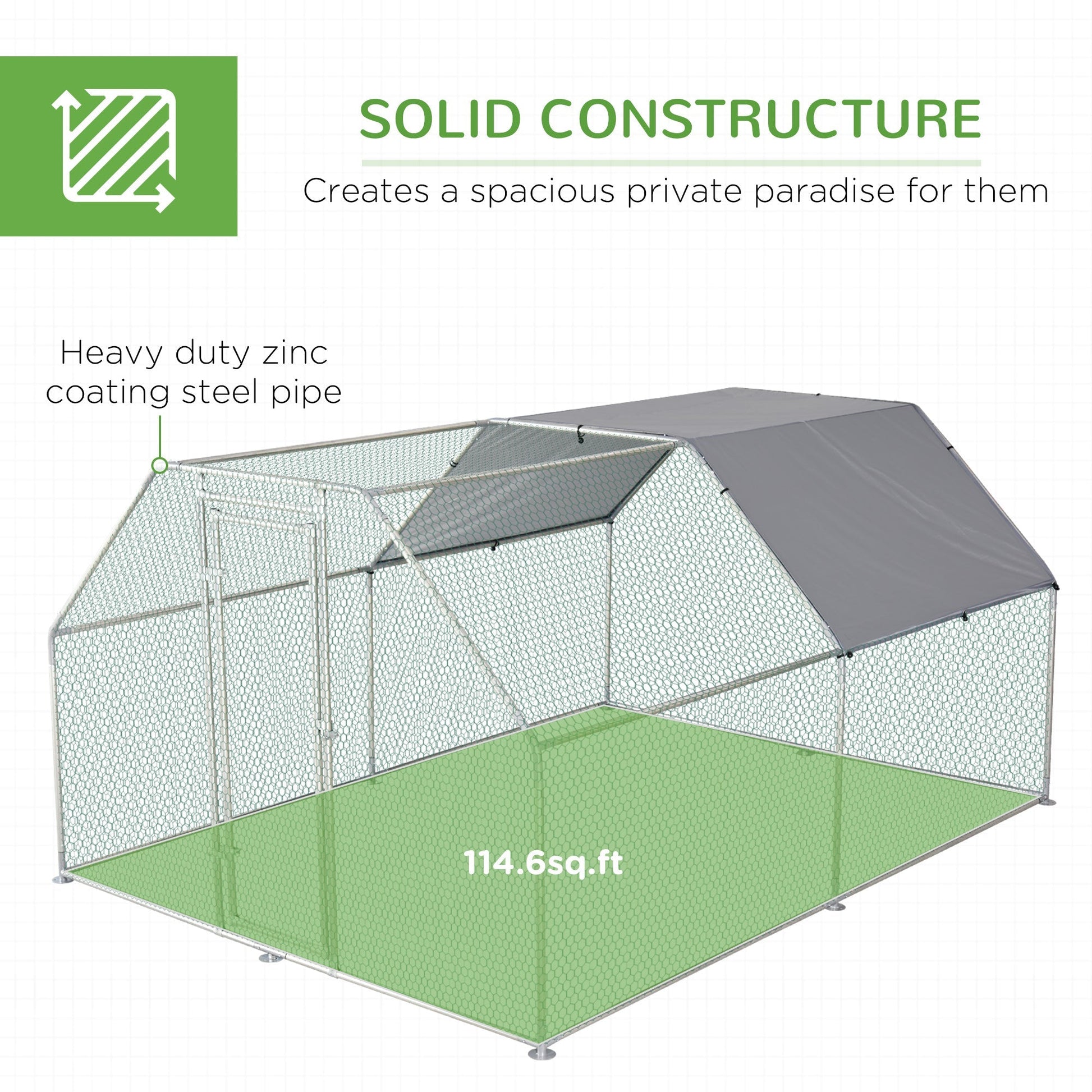 HKM-6650813 Large Chicken Coop Run with Waterproof Roof and UV Protection for Poultry