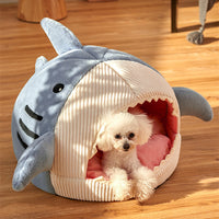 HKM-6651197 Universal Summer Shelter for Pets - Flannel & Rabbit Velvet Bed House in Light Blue or Gray, Multiple Sizes Available