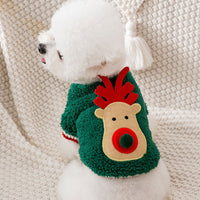 HKM-6651581 Cozy Green and Red Christmas Reindeer Coat for Dogs in Various Sizes