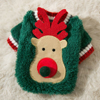 HKM-6651581 Cozy Green and Red Christmas Reindeer Coat for Dogs in Various Sizes
