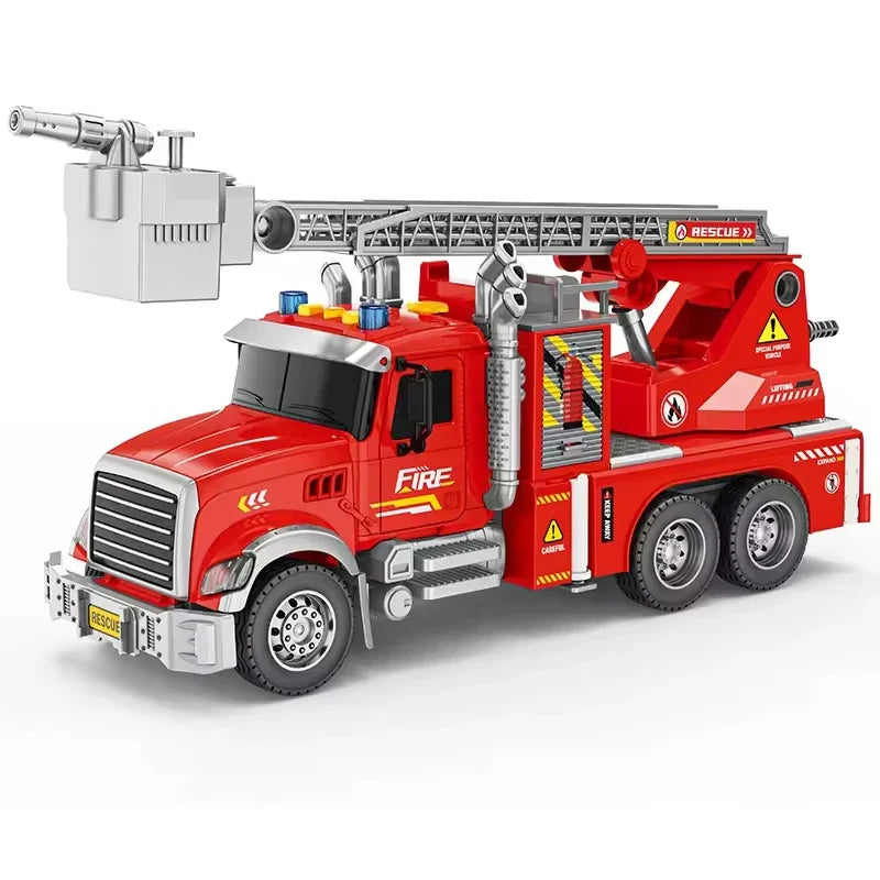 HKM-665171 Inertia Fire Rescue Truck Toy with Lights and Music for Kids, 1:10 Scale Friction Vehicle, Ages 2 and Up