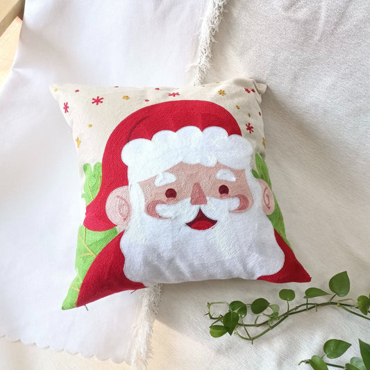 HKM-665171 Santa Claus Cartoon Embroidery Pillow Cover - 45x45cm, Soft PP Cotton, Holiday Decoration