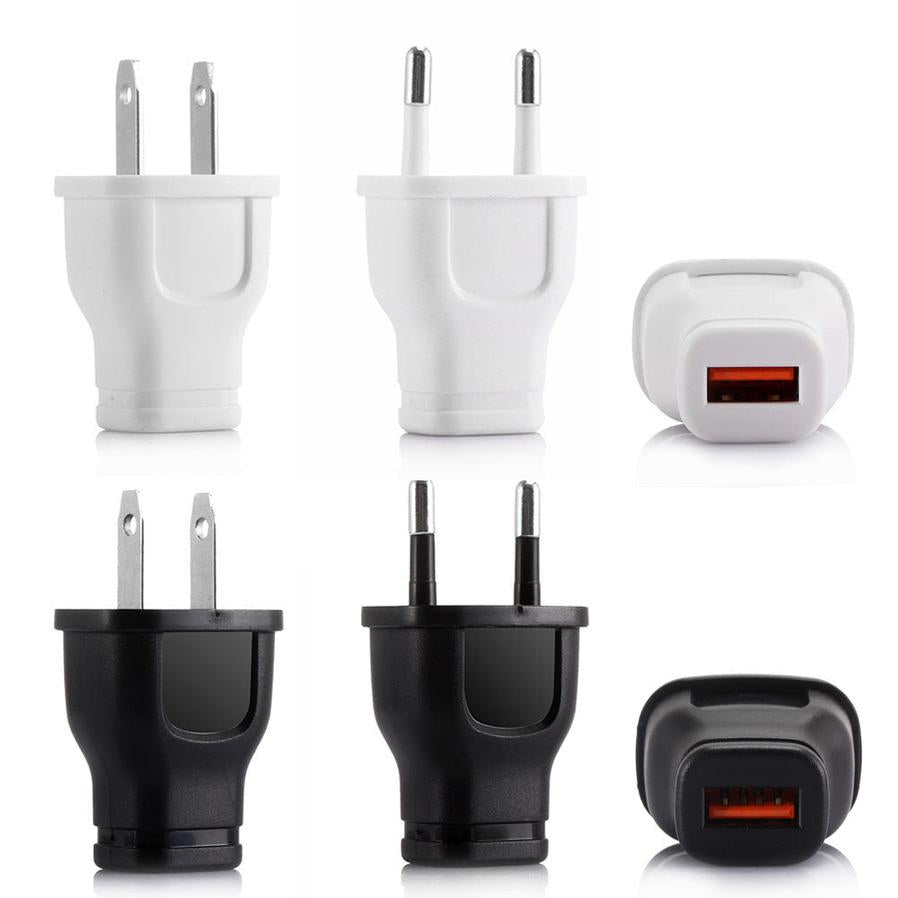 HKM-665235 Single Port USB Travel Charger - USB Black and White, EU & US Compatible, Compact Design