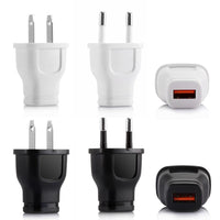 HKM-665235 Single Port USB Travel Charger - USB Black and White, EU & US Compatible, Compact Design