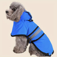 HKM-6652733 Reflective Raincoat Poncho for Big Dogs - Yellow and Blue, Sizes XS to XXXXL