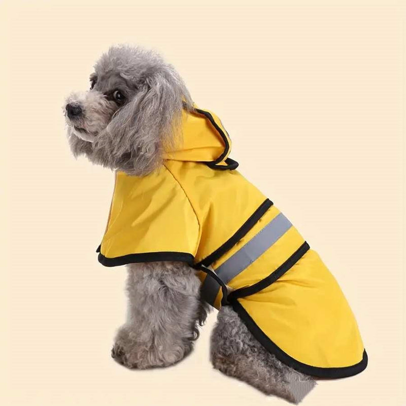 HKM-6652733 Reflective Raincoat Poncho for Big Dogs - Yellow and Blue, Sizes XS to XXXXL