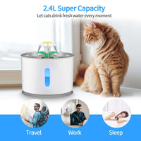 HKM-6652989 Stainless Steel 2.4L Pet Water Dispenser for Cats and Dogs with USB Charging
