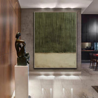 HKM-665299 Hand-Painted Abstract Green Textured Oil Painting on Canvas for Living Room Decor
