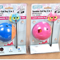 HKM-6653117 Electric Tumbler Ball Cat Toy with Laser Light and Treat Storage