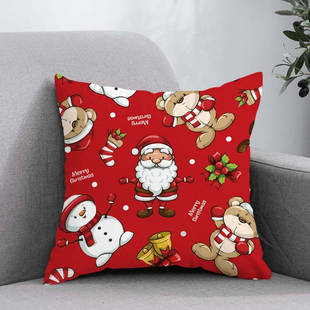 HKM-665363 Christmas-Themed Plush Pillow Cushion Cover in Festive Print