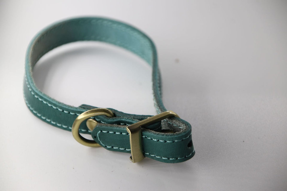 HKM-665363 Green One-layer Leather Dog Collar - Adjustable, Durable Design