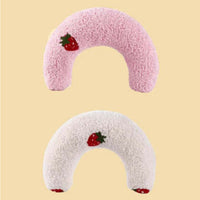 HKM-6653757 U-Shaped Cat Pillow for Cervical Support - Soft Polyester & PP Cotton, 24x20x7cm - Available in White, Pink, Blue, Yellow
