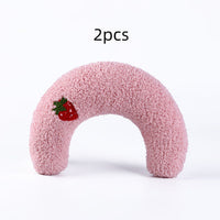 HKM-6653757 U-Shaped Cat Pillow for Cervical Support - Soft Polyester & PP Cotton, 24x20x7cm - Available in White, Pink, Blue, Yellow
